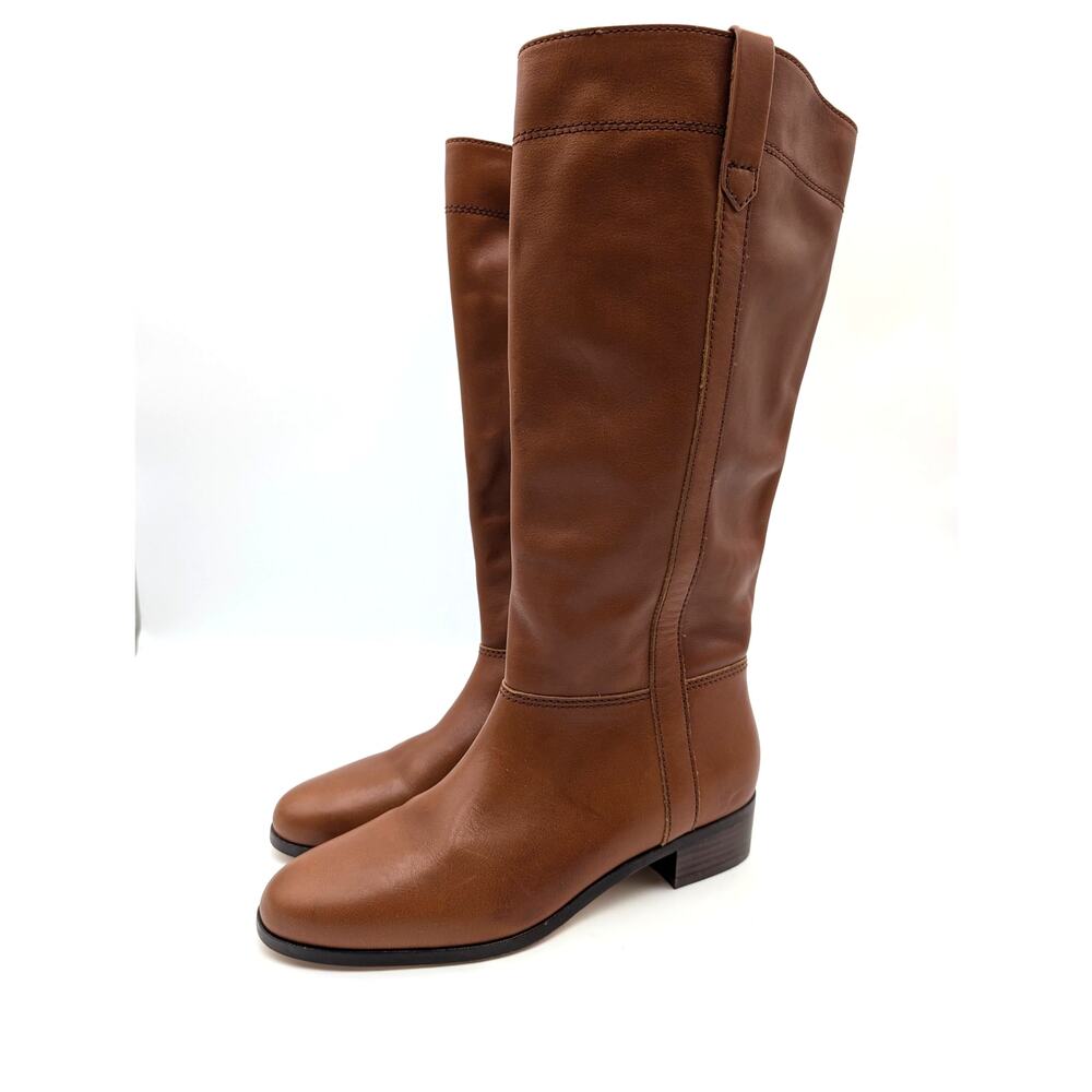 Veronica Beard Dwyer Knee High Boots Women's Brown Leather Size US7.5M Wide Calf